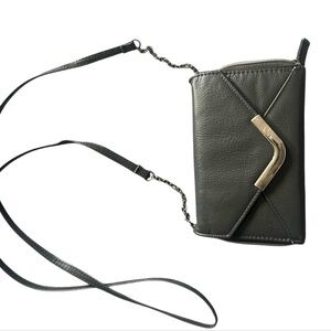 Elegant Gray Leather Crossbody Bag